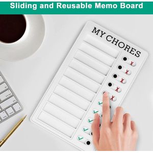2X My Chores Checklist Board, Daily Reminder Chore Chart for Kids Adults Plastic Memo Checklist Boards with 10 Replaceable Blank Paper Memo Board for Home School Travel To Do List Whiteboard