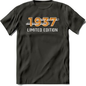1937 Limited Edition T-Shirt | Goud - Zilver | Grappig Verjaardag en Feest Cadeau Shirt | Dames - Heren - Unisex | Tshirt Kleding Kado | - Donker Grijs - XXL