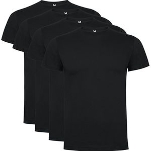 4 Pack Dogo Premium Unisex T-Shirt merk Roly 100% katoen Ronde hals Donker Grijs Maat L