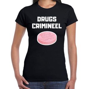 Drugs crimineel  t-shirt zwart voor dames - drugs crimineel XTC carnaval / feest shirt kleding L