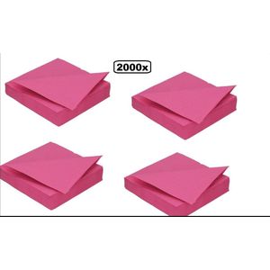 2000x Servet 33cm 2 laags fuchsia/pink - servetten tissue diner eten festival snack carnaval festival evenement biologisch afbreekbaar kerst thema feest