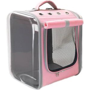 ShopbijStef - Dieren Draagtas - Transparante Katten Reismand - Honden Transportbox met Ventilatie - Sterke Huisdieren Reistas - Roze Ademende Rugzak