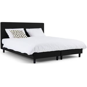 Beter Bed Ambra Complete Boxspring met Silver Pocket Deluxe Foam matras en verstelbaar hoofdbord - 140 x 200 cm - Zwart