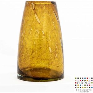 Design Vaas Univers - Fidrio AMBER BUBBLES - glas, mondgeblazen bloemenvaas - diameter 11 cm hoogte 28 cm