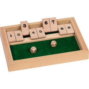 Houten spel Shut the box - Dobbel- en kansspel voor 2+ spelers - Vanaf 6 jaar - Inclusief dobbelstenen