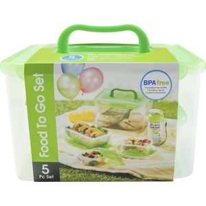 Lock&Lock Vershoudbakjes met deksel - Bewaardozen voedsel - Diepvriesbakjes - Diepvriesdozen - Bewaarbakjes - Luchtdicht - Lekvrij - BPA vrij - Set van 5 Stuks - Picknickset - Groen