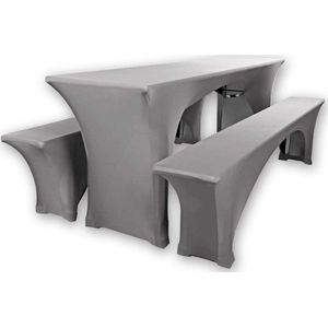 Biertafelhoezen, set van 3, van stretch-materiaal, voor biertafels van 70 cm of 50 cm breed, met keurmerk Öko-Tex Standard 100, antraciet, 50 x 220 cm