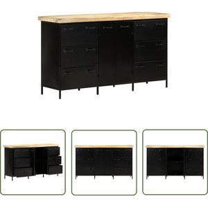 The Living Store Dressoir 140x38x76 cm ruw mangohout - Dressoir - Mangohout - Industrieel - Vintage - Rustic