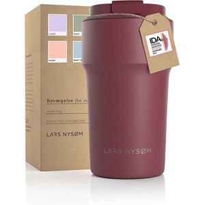 LARS NYSØM - 'Bevægelse' Thermos Coffee Mug-to-go 500ml - BPA-vrij met Isolatie - Lekvrije Roestvrijstalen Thermosbeker - Berry