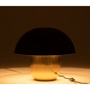 Toadstool - Tafellamp - paddenstoelvorm - klein - zwart - goud - ijzer - 1 lichtpunt