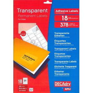 DECAdry Transparante Etiketten 63,5 x 38,1 mm