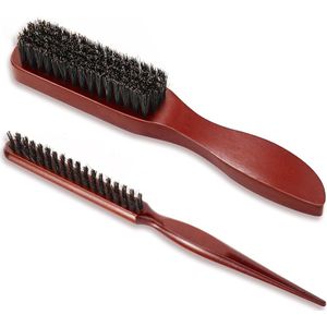 2 Stuks Sleek Bun Borstels met Wildzwijnharen - Ideaal voor Haar- en Baardverzorging