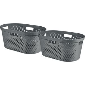 Curver Infinity Recycled Dots Wasmand - 40L - 2 stuks - Donkergrijs