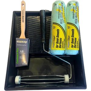 Verfroller Set voor Muren en Plafonds - Inclusief Roller Frame, Rolhoezen, Lade en Schuine Borstel