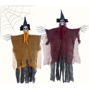 Livano Halloween Decoratie - Halloween Versiering - Binnen - Buiten - 2 Stuks - Skelet - Rood en Oranje