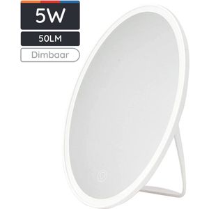 Avide Make Up Spiegel met LED Verlichting Dimbaar - 5W - Oplaadbaar - 50 lumen - Ø23.8cm - Daglicht Wit Licht