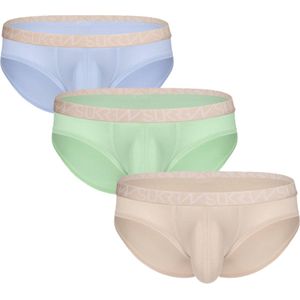 Sukrew Low-rise Brief BLOSSOM Multipack 1 x Amethyst, 1 x Apple Green, 1 x Nude - Size L - MAAT L - Heren Ondergoed - Slip voor Man - Mannen Slip