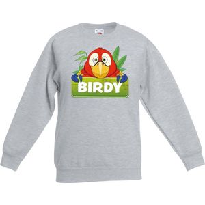 Birdy de papegaai sweater grijs voor kinderen - unisex - papegaaien trui - kinderkleding / kleding 122/128