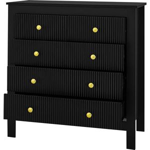 Merax Dressoir met 5 Lades – Moderne Kast - Ladekast met Luxe Handgrepen - Zwart met Goud