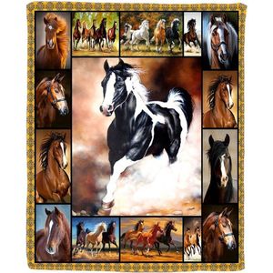 Fleece deken - paarden - flanel - plaid - 130 x 150 cm