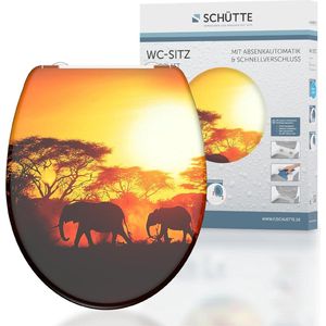 SCHÜTTE AFRICA 82360 Toiletbril met softclosemechanisme en snelsluiting voor eenvoudige reiniging, maximale belasting van de toiletbril 150 kg, motief