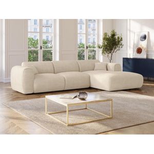 Grote zitbank met rechtse hoek in beige ribfluweel POGNIA L 280 cm x H 73 cm x D 165 cm