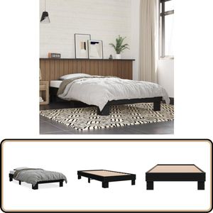 vidaXL Bedframe bewerkt hout en metaal zwart 90x200 cm
