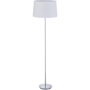 Relaxdays staande lamp woonkamer - vloerlamp met lampenkap - E27 fitting - 148.5 cm hoog - wit
