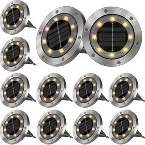 Tuinverlichting op zonne energie - Buitenverlichting - 8 LED Zonnelampen - Tuin Buiten - Vloerlampen - IP65 Waterdicht - Grondspots - Geschikt voor Tuinen