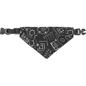 Honden halsband nylon verstelbare lengte met buckle sluiting en zakdoek bandana zwart S