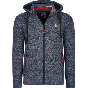 The Wildstream - Heren vest - Fleece gevoerd - Grof gebreid - Model Italo - Denim Black-Maat M