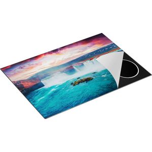 Chefcare Inductie Beschermer Watervallen op het Blauwe Water in IJsland - 75x50 cm - Afdekplaat Inductie - Kookplaat Beschermer - Inductie Mat