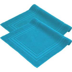 Komfortec Badmat - 2 stuks - Zachte en Absorberende Douchemat - 50x70 cm - 100% Katoen – Turquoise