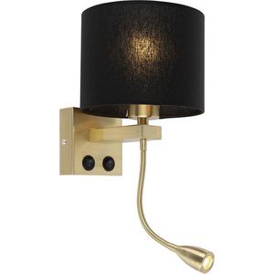 QAZQA brescia combi - Art Deco LED Wandlamp met flexarm voor binnen - 1 lichts - D 210 mm - Zwart Goud - Woonkamer | Slaapkamer