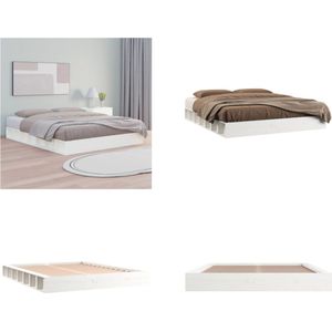 vidaXL Bedframe massief hout wit 150x200 cm 5FT King Size - Bedframe - Bedframes - Bed - Bedbodem