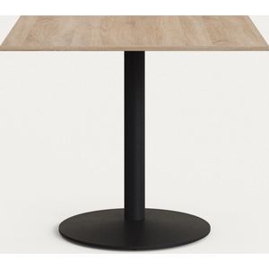 Kave Home - Esilda-tafel van natuurlijke melamine en zwart gelakte metalen poot 90 x 90 x 70 cm