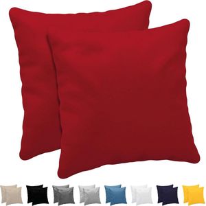 Kussensloop (Set van 2) – Rood Katoen - Voor Kussens 80 x 80 cm - 100% Jersey Katoen - Beddengoed Dubbel Bed Kussensloop - Kussenbeschermer - Bestendig en Hypoallergeen