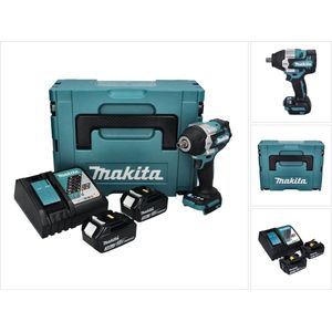 Makita DTW 701 RFJ accu slagmoersleutel 18 V 700 Nm 1/2"" XPT Borstelloos + 2x oplaadbare accu 3.0 Ah + lader + Makpac