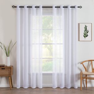 My Ninki ® Transparante Voilegordijnen Set met Ingestanste Ringen voor Slaap- en Woonkamer, Wit, 140 x 235 cm