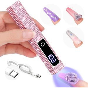 12W Handheld 8X-Speed Cure LED Mini U V nagellamp touchscreen gelpolish lamp licht oplaadbaar nageldroger thuissalongebruik - timer 20/60S