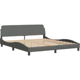 vidaXL - Bed - met - matras - stof - donkergrijs - 180x200 - cm