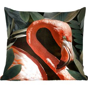 Sierkussens - Kussentjes Woonkamer - 45x45 cm - Flamingo - Bladeren - Portret - Botanisch