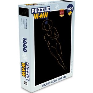 Puzzel Vrouw - Goud - Line art - Legpuzzel - Puzzel 1000 stukjes volwassenen