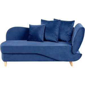 Chaise Longue - Blauw - Fluweel - Verstelbare Rugleuning