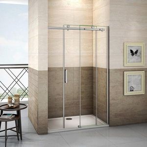 Douchedeur Lotus Nisdeur 150X195 Schuifdeur 8Mm Helder Glas Antikalk Chroom