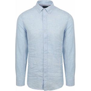 Suitable - Overhemd Linnen Lichtblauw - Heren - Maat L - Comfort-fit