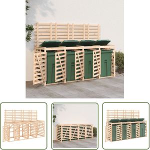 The Living Store Containerberging viervoudig massief grenenhout - Containerberging - Hout - Afvalbakken - Buitenopslag - Tuingereedschap