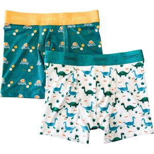 Zorro - Jongensboxers 2-pack - Maat 104 - Ondergoed jongens - Crazy Cars - Dino Troubles - Sneldrogend - Superstretch - Gladde comfortabele stof