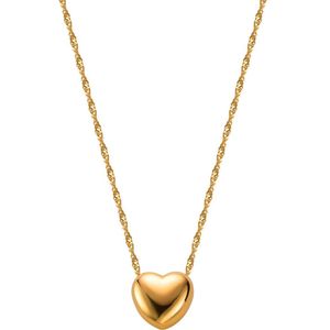 Lucardi Dames Ketting hanger hart - 14 karaat goud - Ketting - Cadeau - 42 cm - Geelgoud