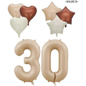 Snoes XXL Cijfer ballon 30 – Nude Kleur Satijn Caramel Nummerballon